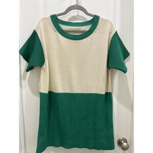 Maison Margiela Color Block Short Sleeve Crew Neck Sweater Sz S